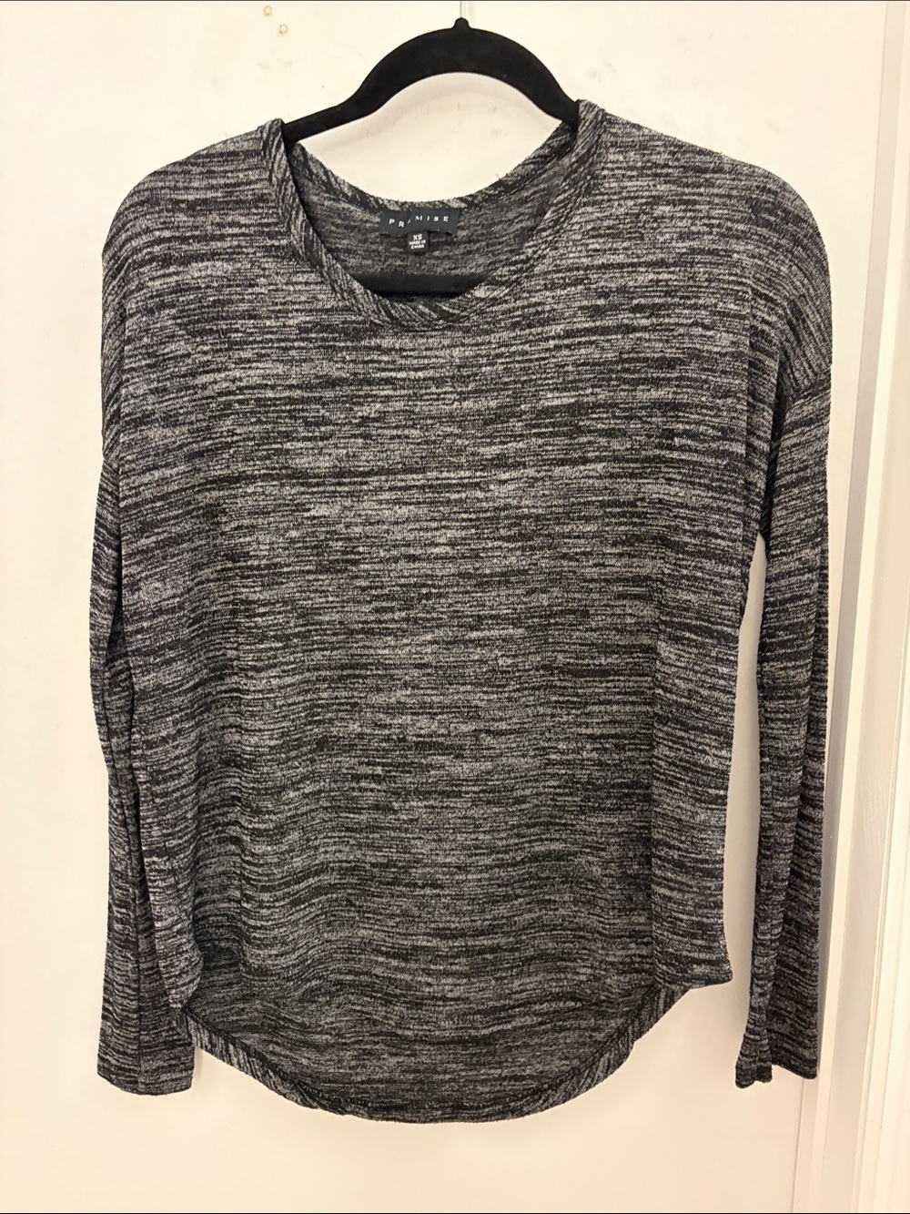 Premise Marled Black & White Long Sleeve Knit Top